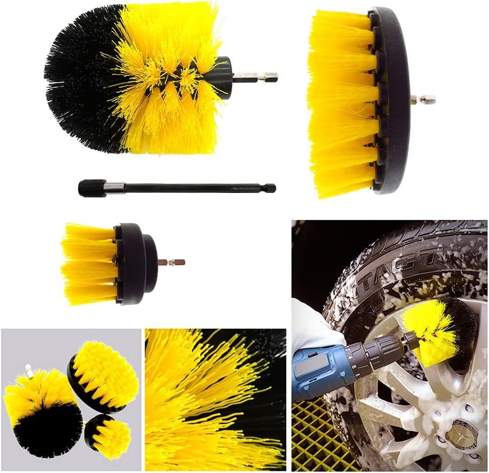 Eacam 26 PCS Drill Brush Attachments Car Detailing Brush Kit for Auto Includes Scrub Pads Sponges Detailing Brushes Washing Mitt Air Vent Brush Cleaning Cloth Household Cleaning Set for Cars Bathroom image number 5