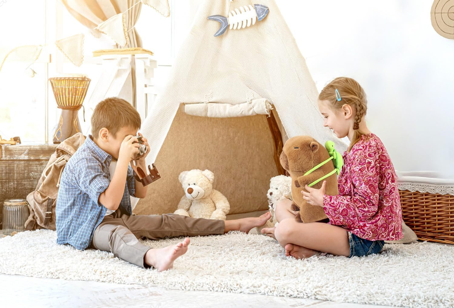 13 Inch Cute Capybara Plush with Turtle Backpack Soft Capibara Stuffed Animals Plushies Toys Hugging Gifts for Kids, Brown image number 6