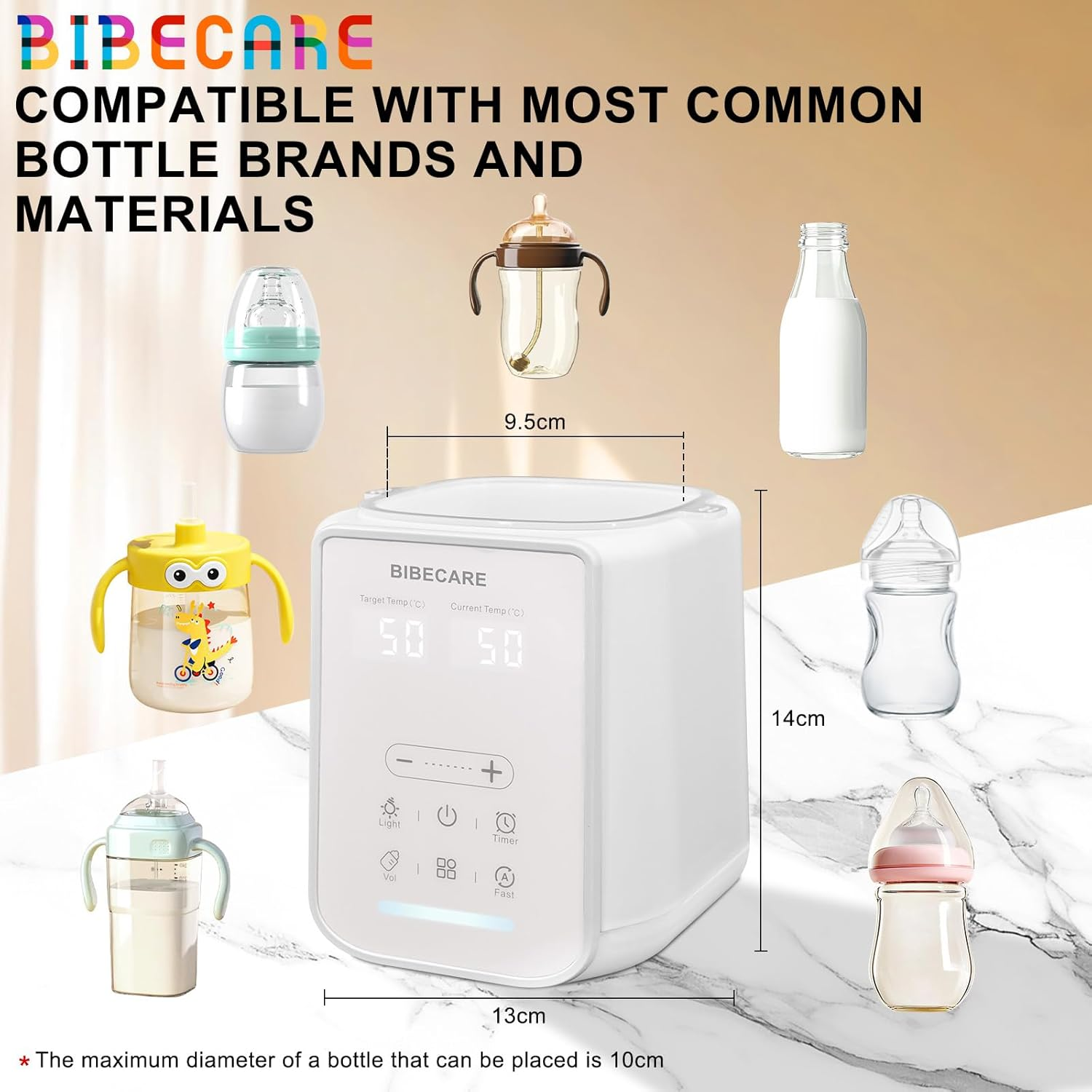 Bottle Warmer, Baby Fast Bottle Warmer for Breastmilk & Formula with Temp Display&Timer Function, Volume-Based Heating for 60ML&ndash;240ML Bottles, Accurate Temp Control, Keep Warm 48H