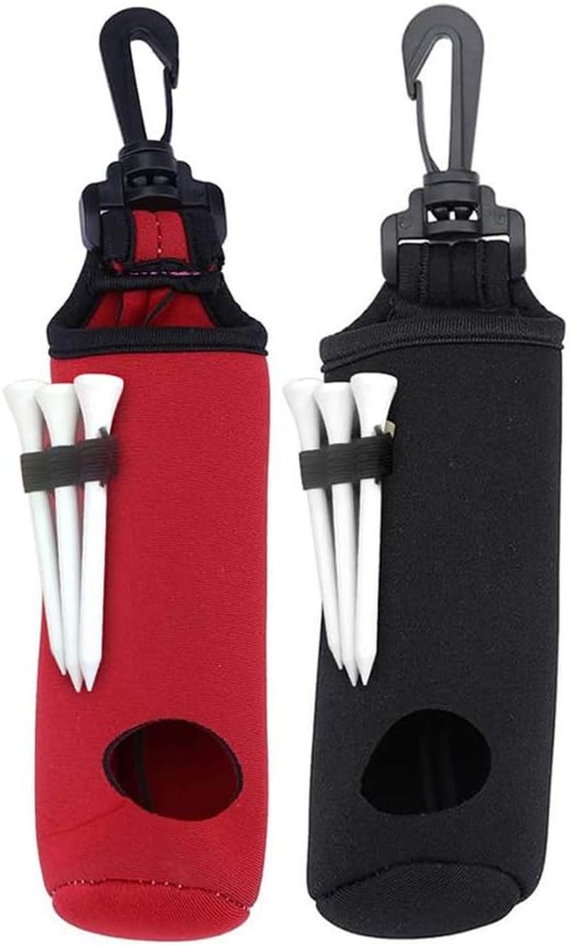 2 Pack Golf Ball Carry Bag Golf Tee Holder Pouch with Light Weight Hook Portable Golf Ball Storage Bag for 3 Golf Ball 3 Tees