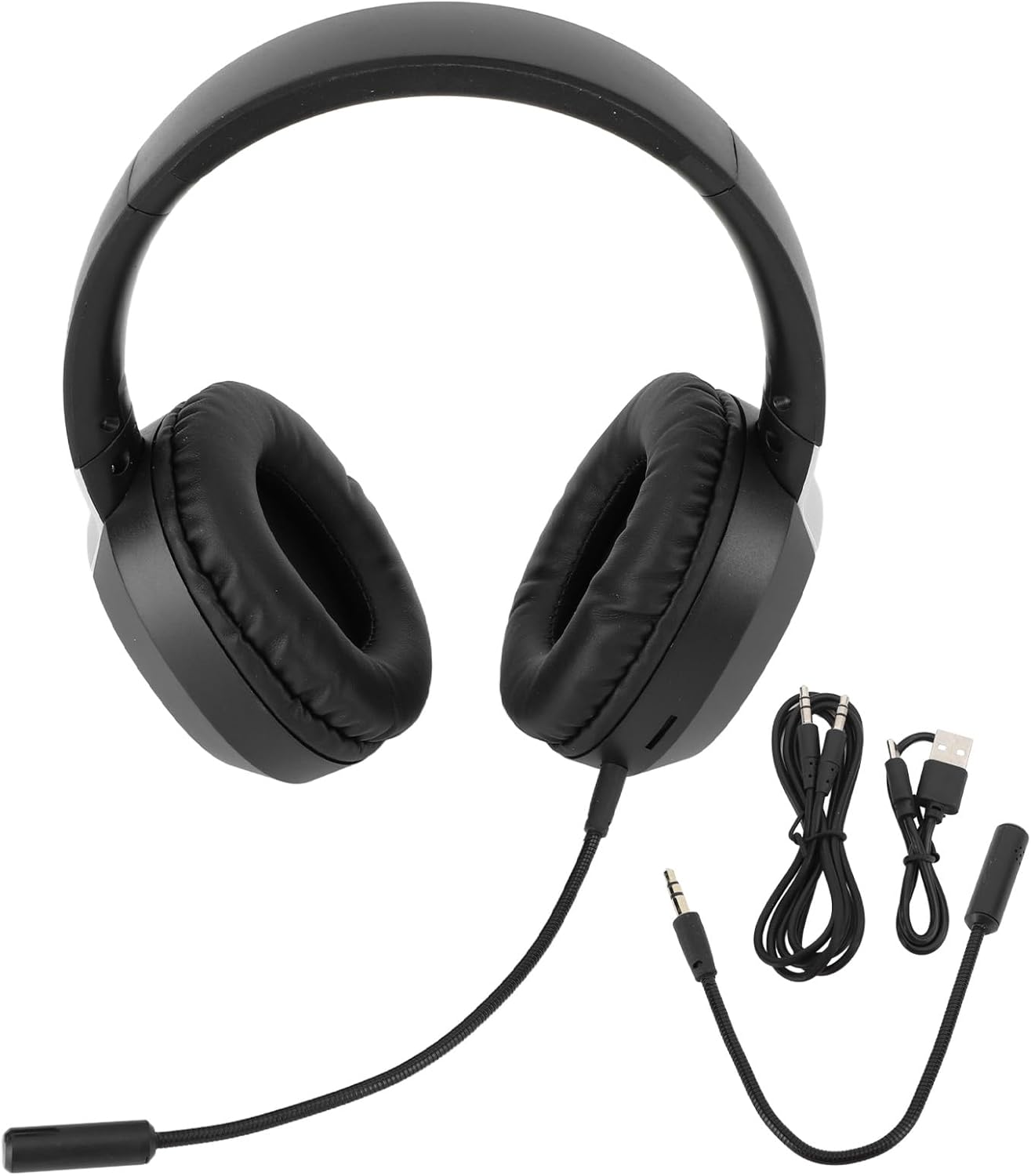 Wireless Gaming Headset with Detachable Microphone, RGB Light Noise Canceling Bluetooth Headphones, 400Mah Full Wrap around over Ear Headphones, for Laptop Computer (Black) - Black image number 1