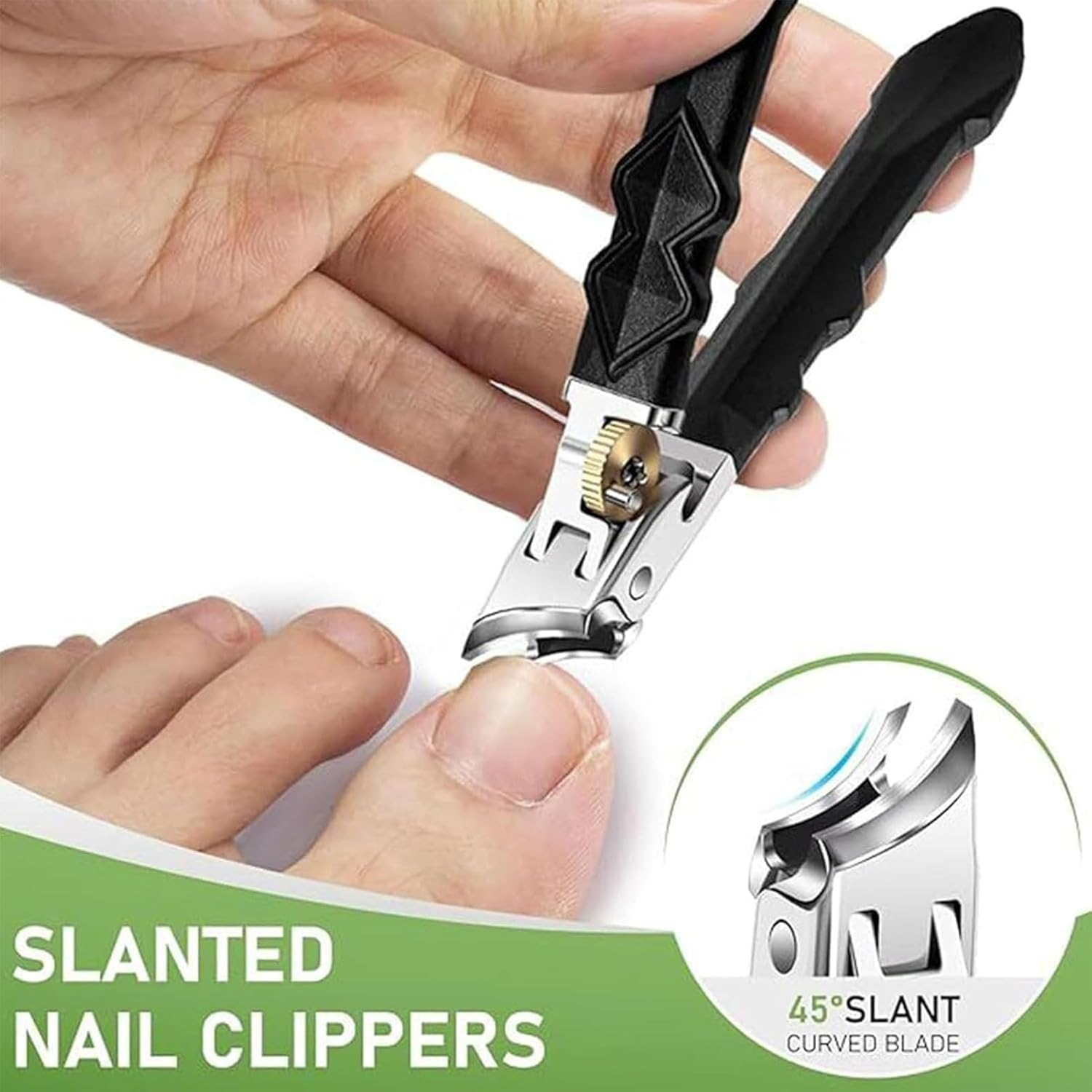 Oblique Nail Clippers - Slant Edge Nail Clippers - Stainless Steel Trimmers Wide Jaw Anti-Splash with File for Fingernail Feet Grooming Manicure Pedicure Seniors Men image number 4