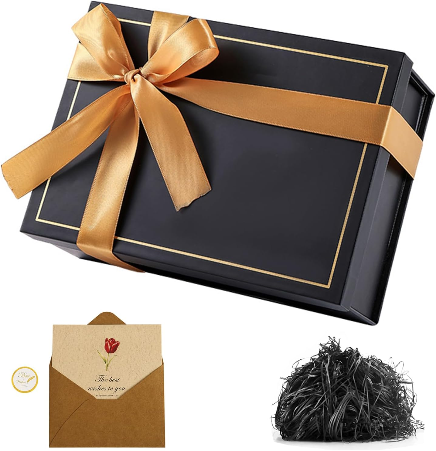 OSYLICT Gift Boxes with Lids,Wrap Box with Card, Ribbon, Raffia Shredded Paper. Gift Box for Presents,Christmas,Weddings, Birthdays,Bridesmaids (White)