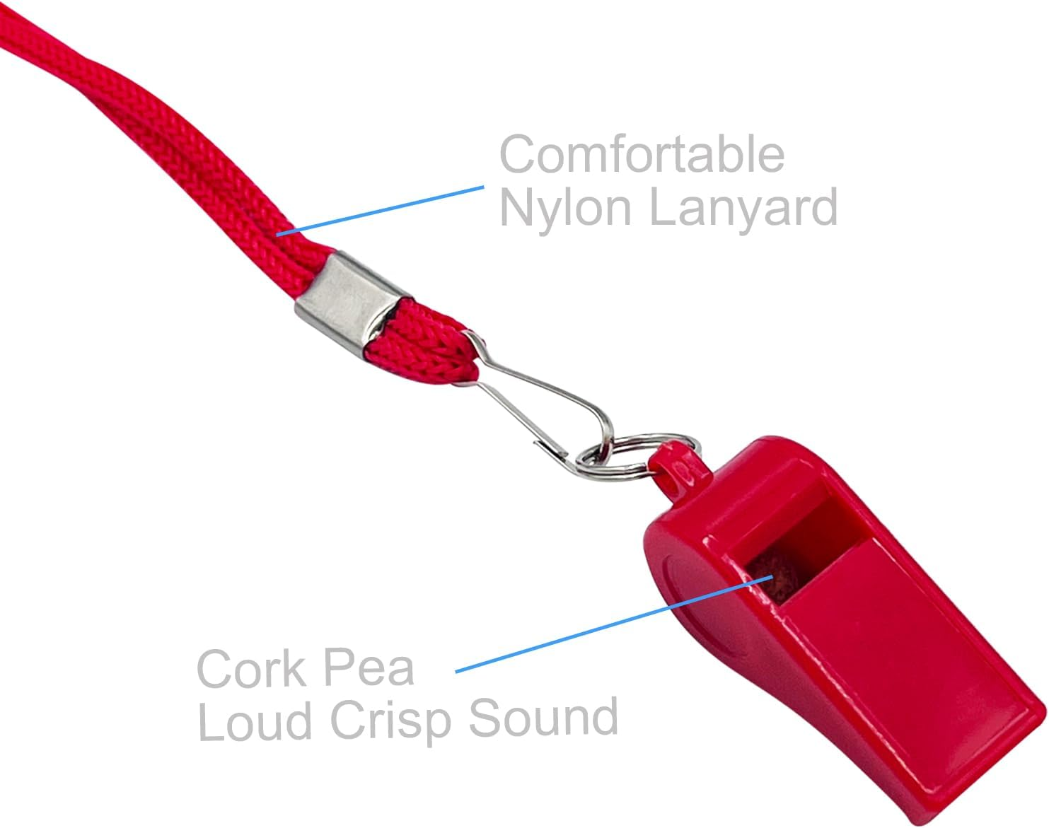 WONAPAD Whistle，2 Packs Plastic Sports Whistles with Lanyard, Loud Crisp Sound Whistle Perfert for Coaches, Referees, Lifeguards image number 1