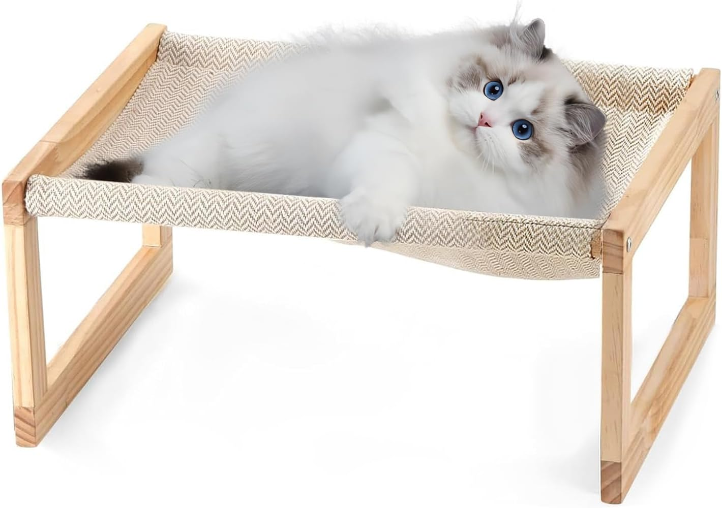 Cat Bed， Wooden Hammock Cat Bed， Cooling Outdoor Bed for All Seasonscat Beds, 20.5 X 16.5 Inch Cat Couch, Suitable for Cats, Dog, Bunny, Rabbit, Kitten and Small Animal image number 1