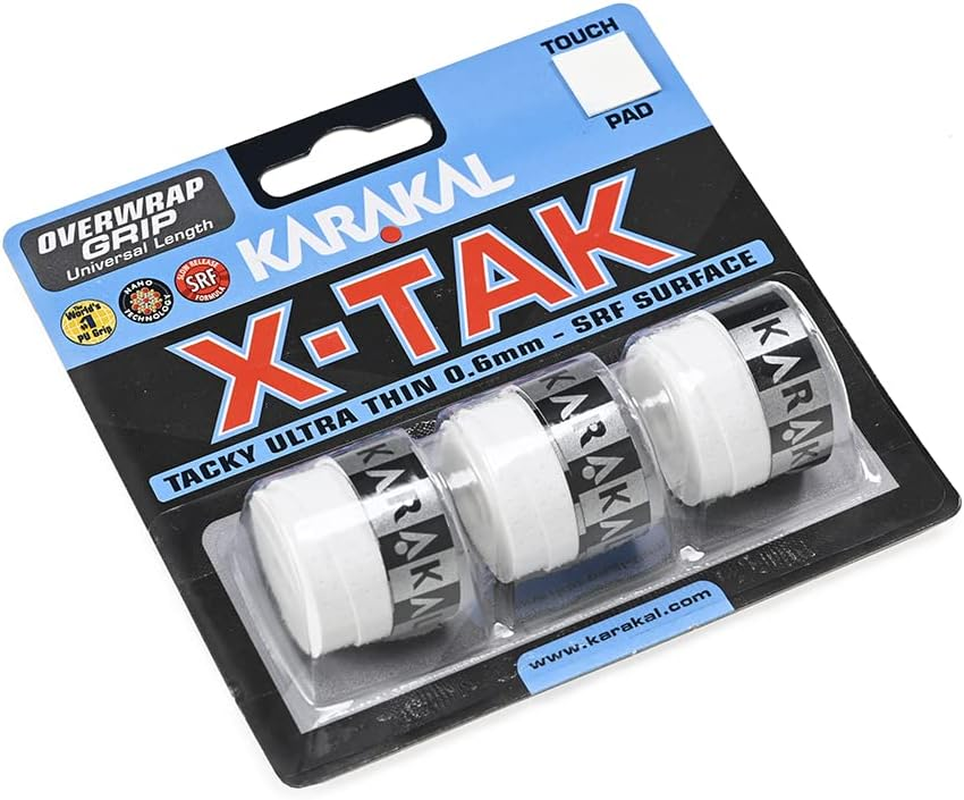 Karakal X-TAK Grip KA701 Grip, Compatible with All Racquet Sports, White, 3 Rolls image number 2
