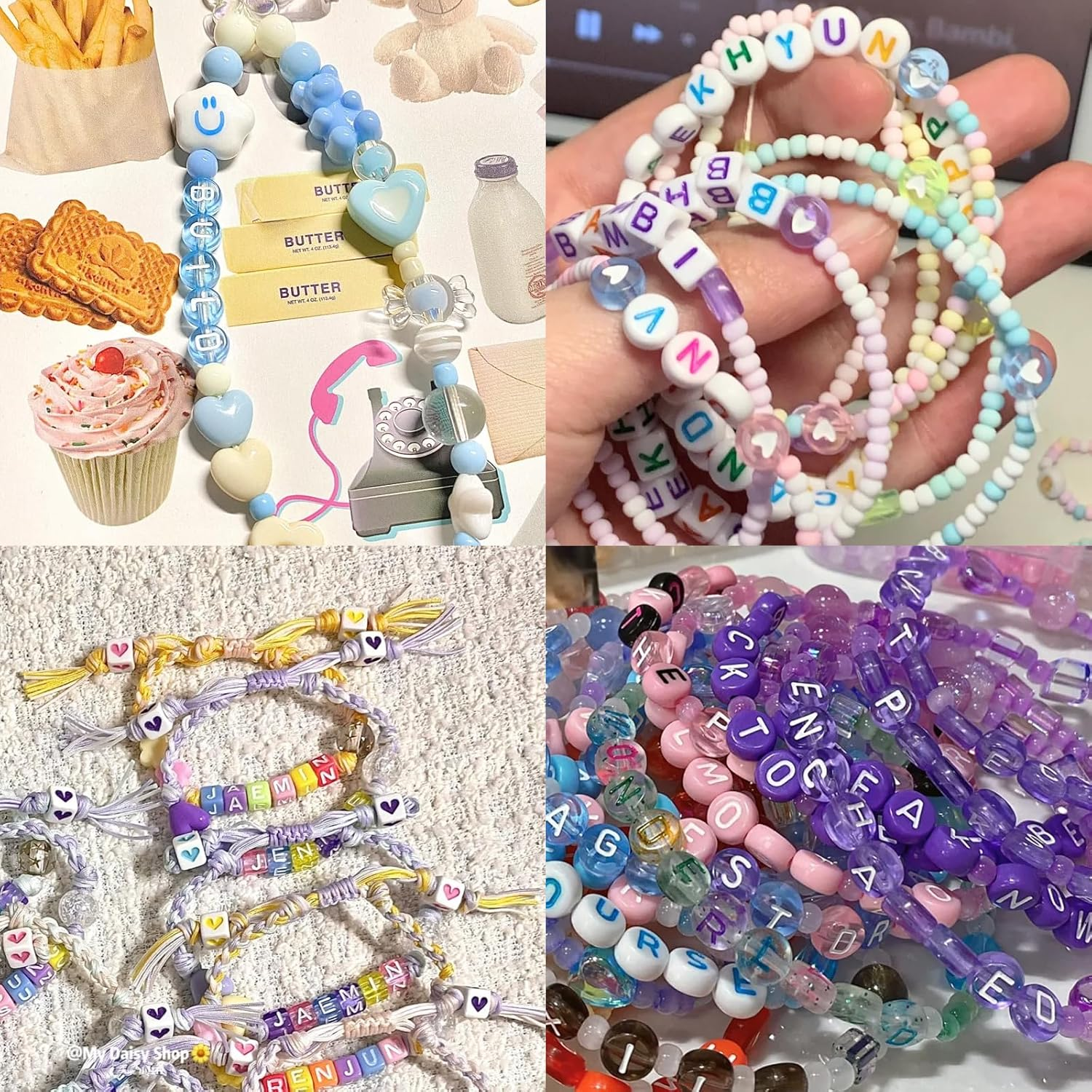 15 Mixed Styles Acrylic Alphabet A-Z Cube round Letter Beads for DIY Jewelry Making, Children'S Alphabet Games, Friendship Bracelet Making image number 6