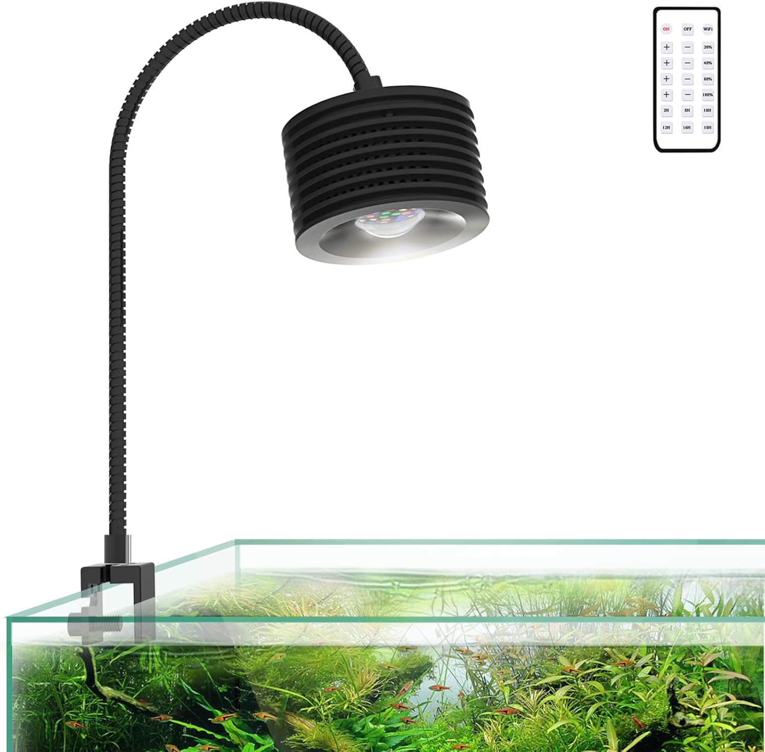 Lominie Aquarium Light 25W Fish Tank LED Light Dual Spectrum for Freshwater Saltwater Tank with Gooseneck image number 2