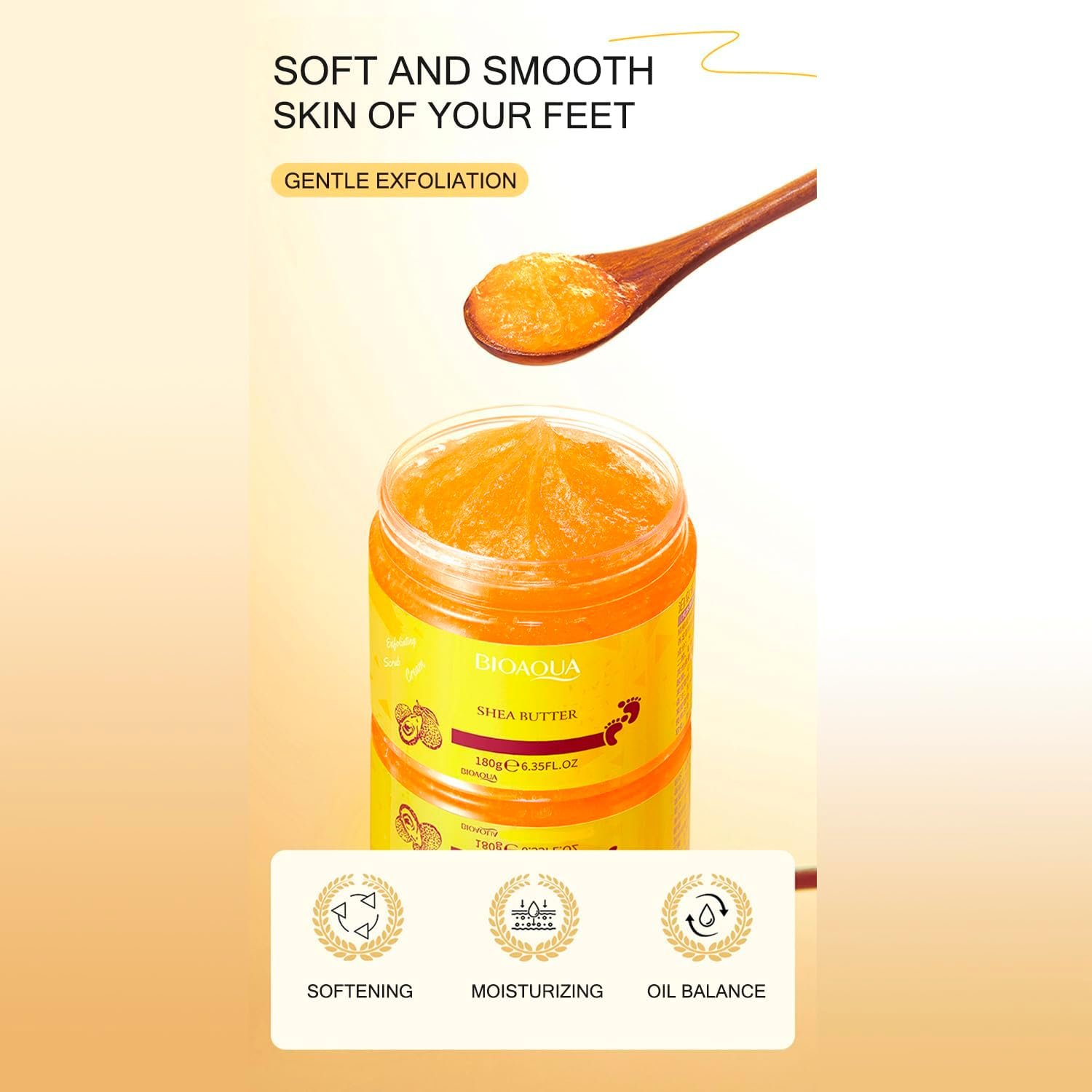 BIOAQUA Foot Care Herbal Massage Scrub-Exfoliating Cream Cleansing Delicate Feet Skin Shea Oil Natural Extracts 180G image number 4
