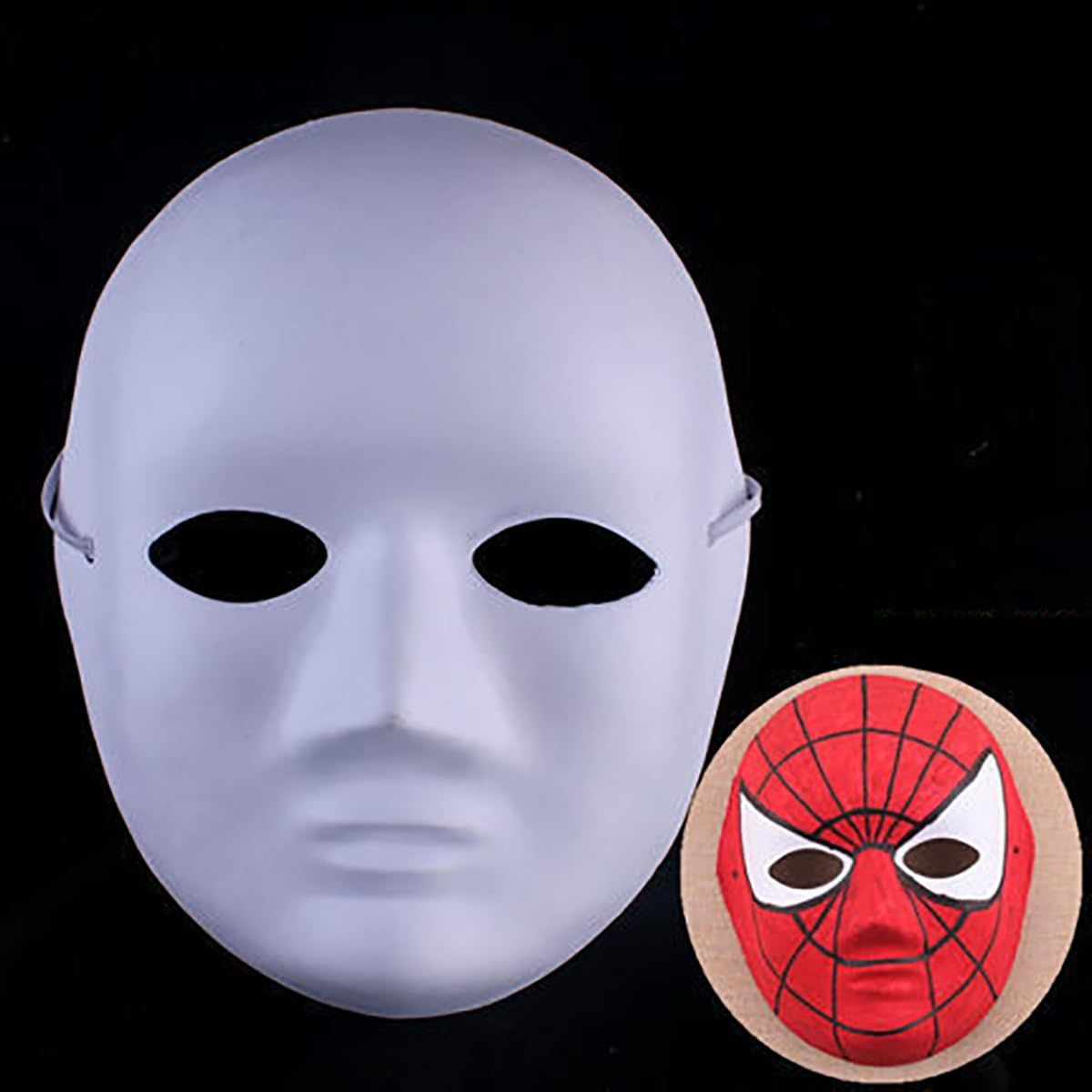 10 Pcs White Paper Masks with Tied Ropes,Blank Full Face Mask DIY White Masks for Halloween Masquerade Cosplay Christmas Festival Accessory(Men and Women) image number 3