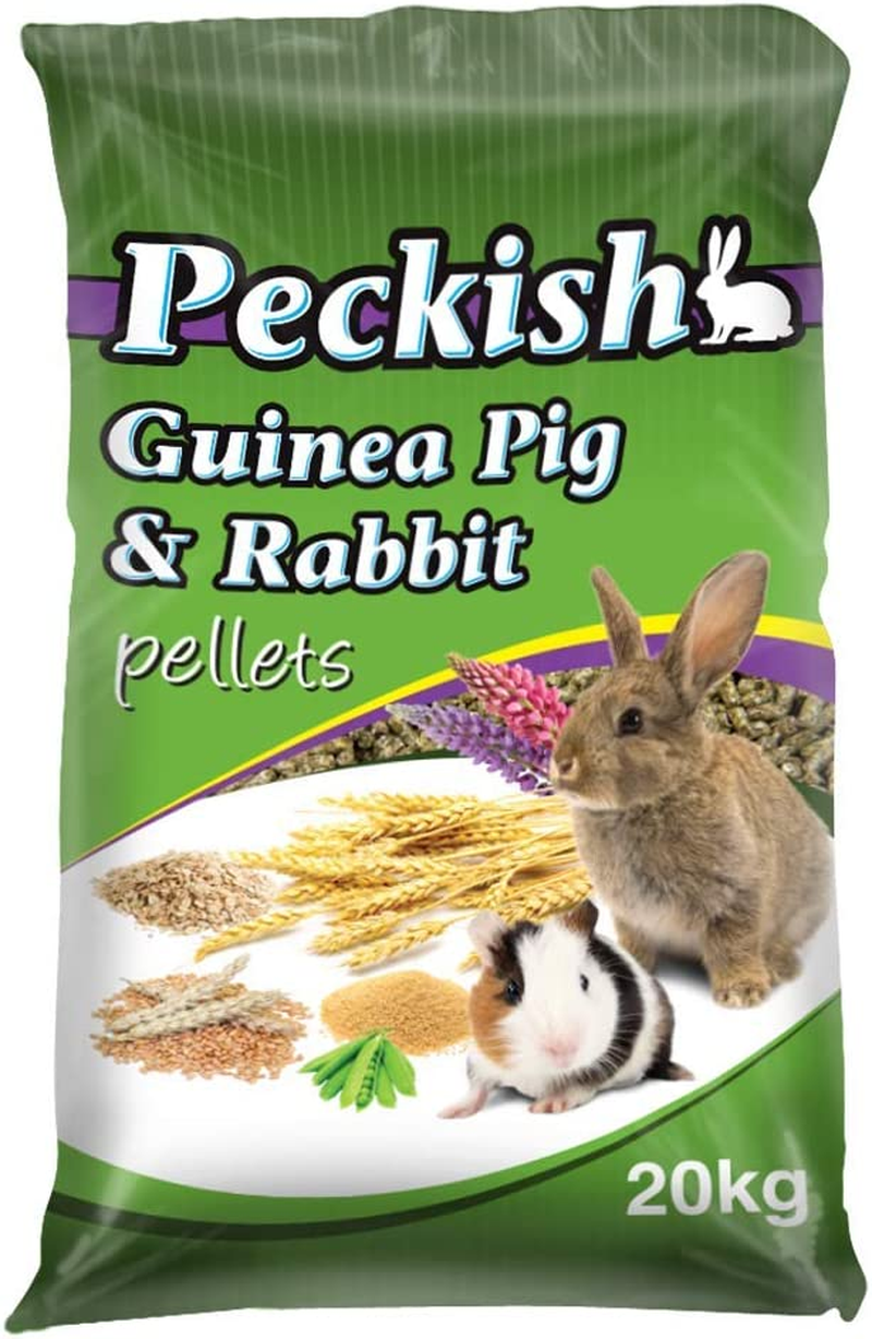 Peckish Guinea Pig & Rabbit Pellets 20Kg, Natural - Balanced Fiber and Protein, Suitable for All Guinea Pigs and Rabbits, Nutritionally Balanced with Added Vitamin C - Ideal for Daily Feeding