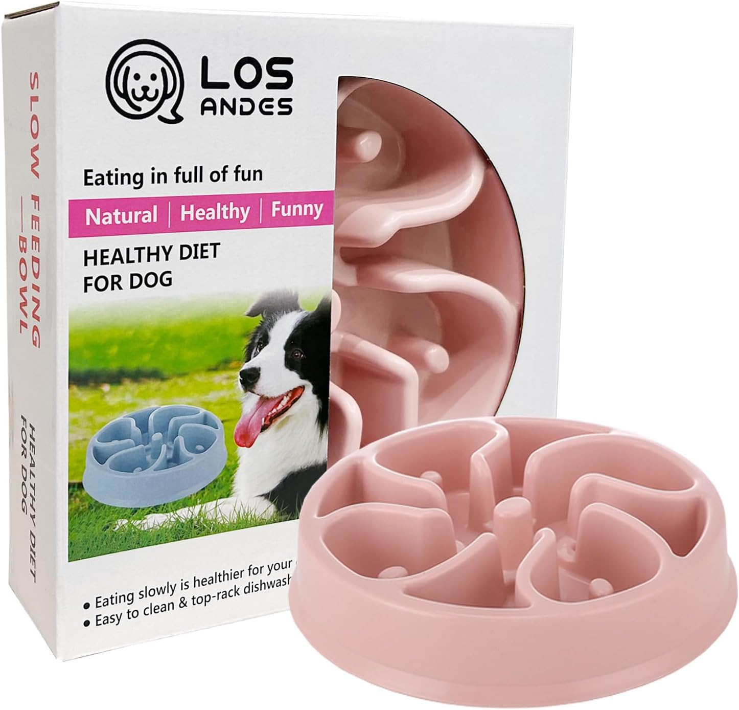 LOS ANDES Slow Feeder Dog Bowl, anti Gulp Dog Food Bowl, Healthy Slow Eating Dog Bowl to Reduce Choking and Overeating, Stop Feeding Bowl for Small Medium Size Dogs image number 2