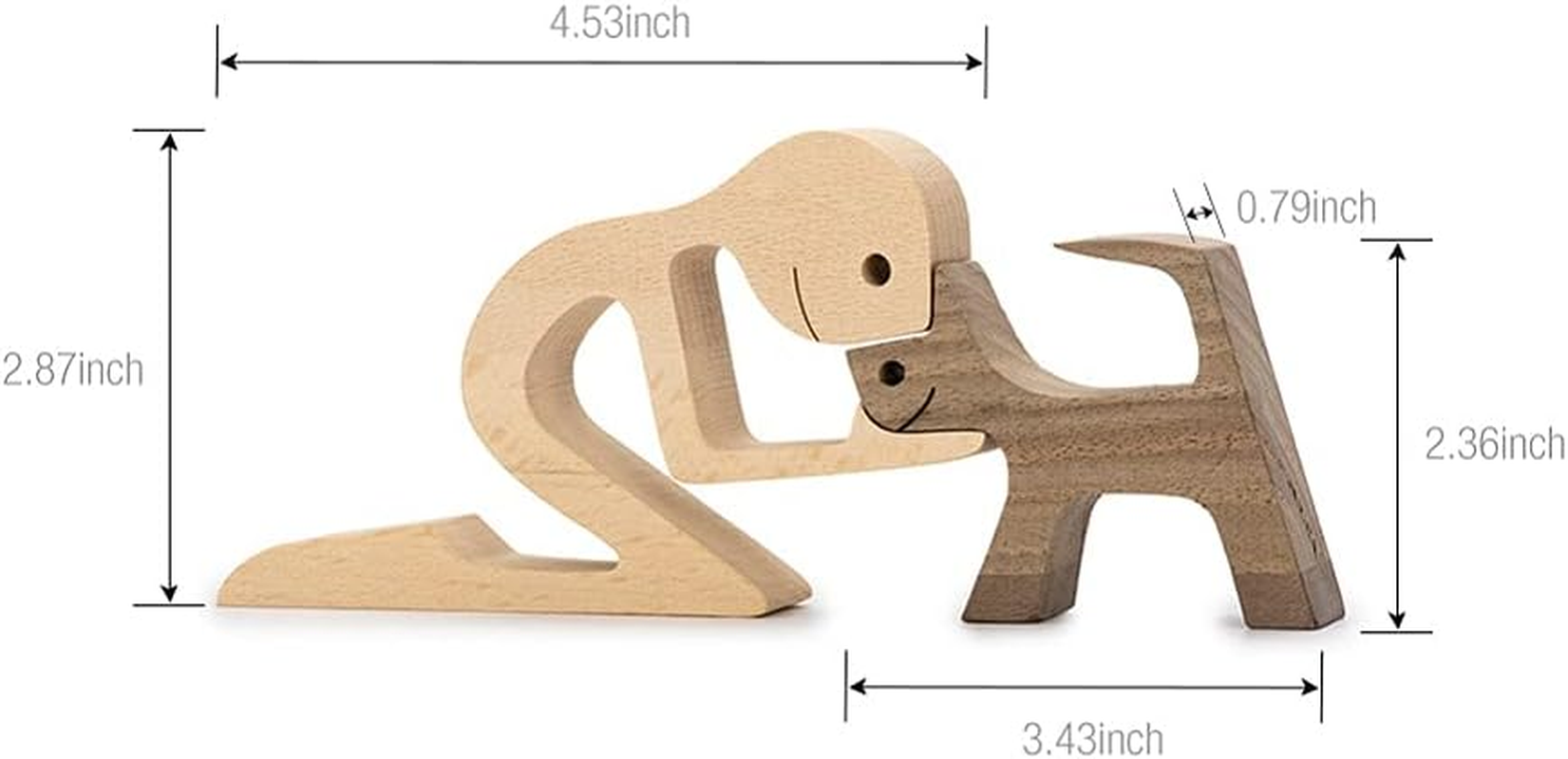 Unique Gift Hand Carved Wood Dog Human Statue Figurine Sculpture Home Office D&eacute;cor, Wooden Man Carving Model to Remember Friendship between Dog and People image number 5