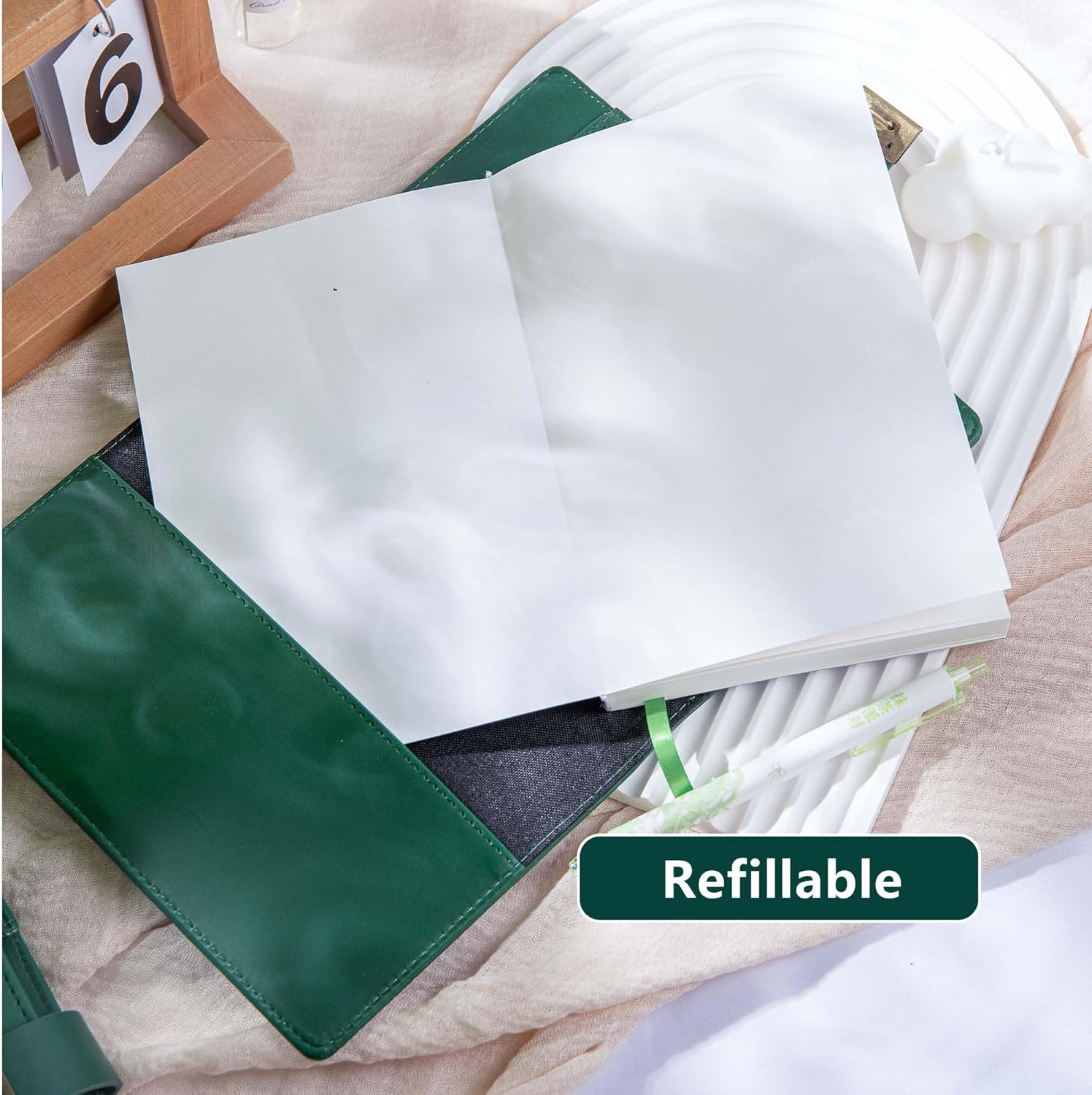 MGGAO Diary with Lock, Refillable PU Leather Diary with Lock and Key for Women Girls, B6 Secret Personal Daily Journal, Vintage Locking Diary, Moon and Flower Journal, 224 Pages Lined Journal image number 4