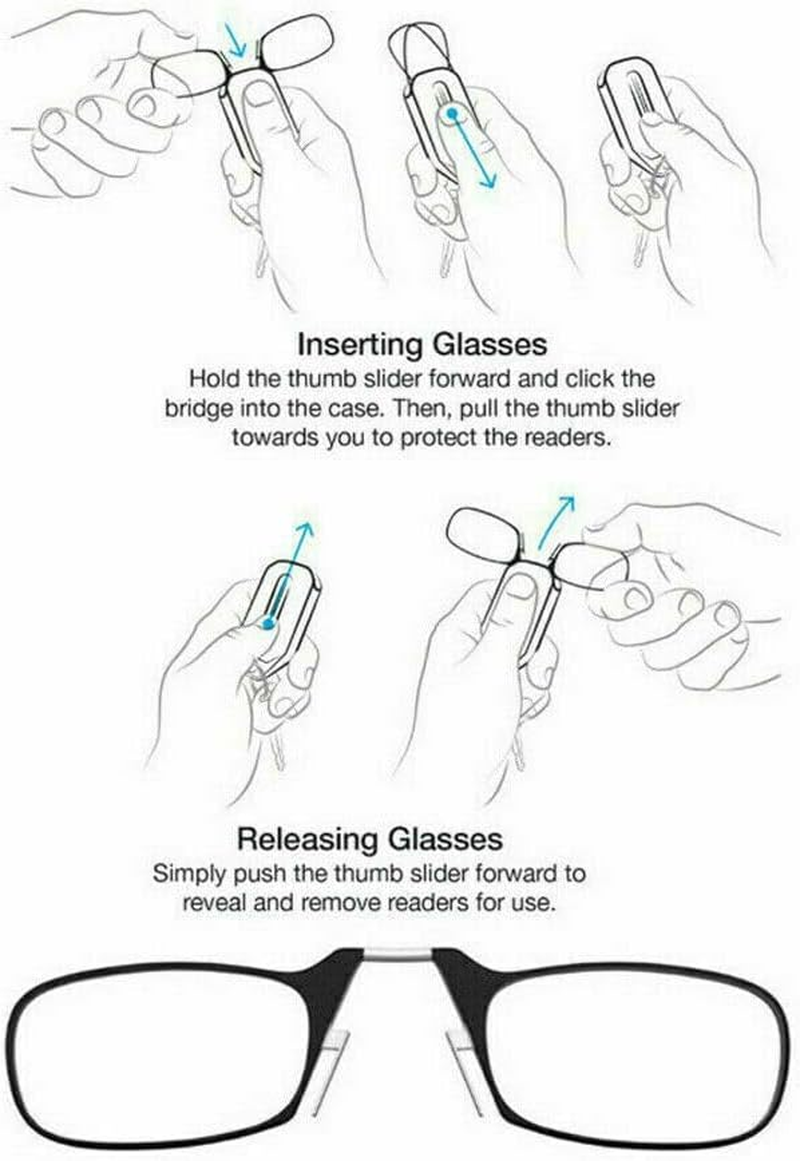 LEDON Reading Glasses and Pod Case 1.5 Strength Black Frames, Flexible Portable Mini Nose Clip Reading Glasses Wallet Pocket Phone image number 6