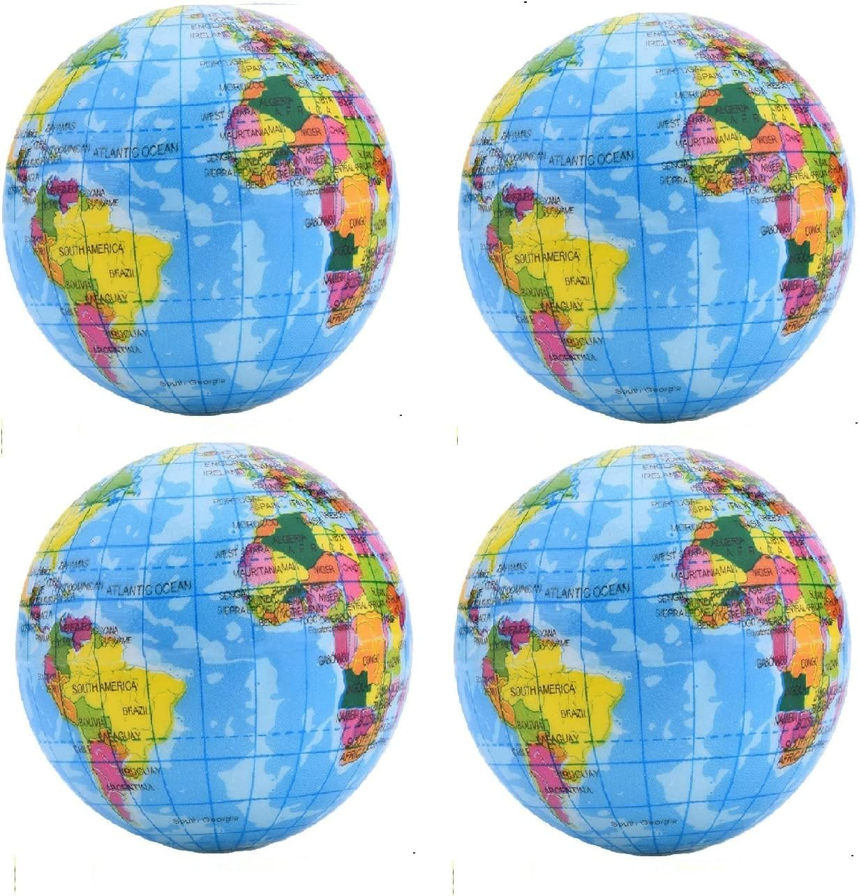 4X Stress Ball Globesoft Relief Tension Fun World Gift image number 1