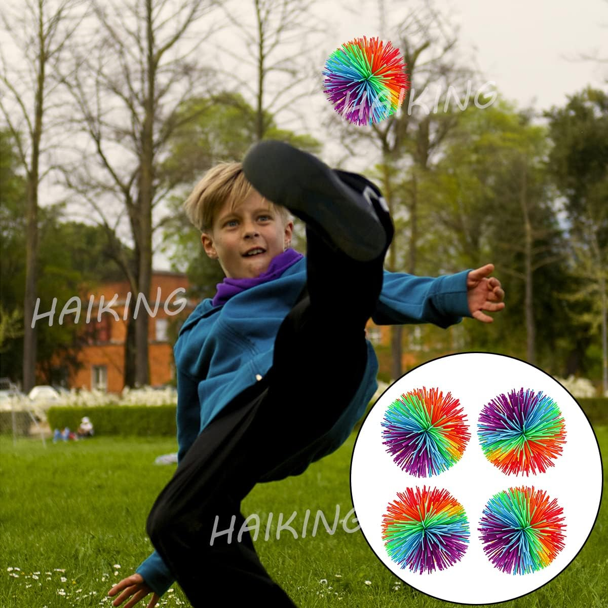 Color Stringy Balls, 4 Pcs Colorful Silicone Ball for Calming, Relaxing, Autism Children, Birthday Party Toy, Gift(7Cm/2.76In) image number 1