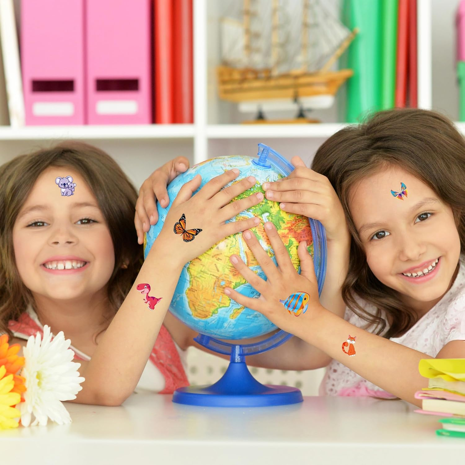 20 Sheets Cute Temporary Tattoo Fake Tattoos Markers for Kids Toddlers Children Boys Girls