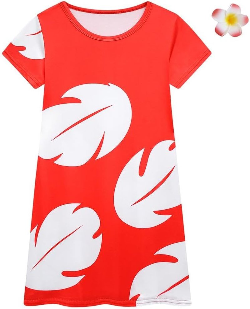 Dressy Daisy Hawaiian Red Muumuu Fancy Dress up Halloween Costume Birthday Summer Party Outfit for Baby Toddler Little Girls image number 2