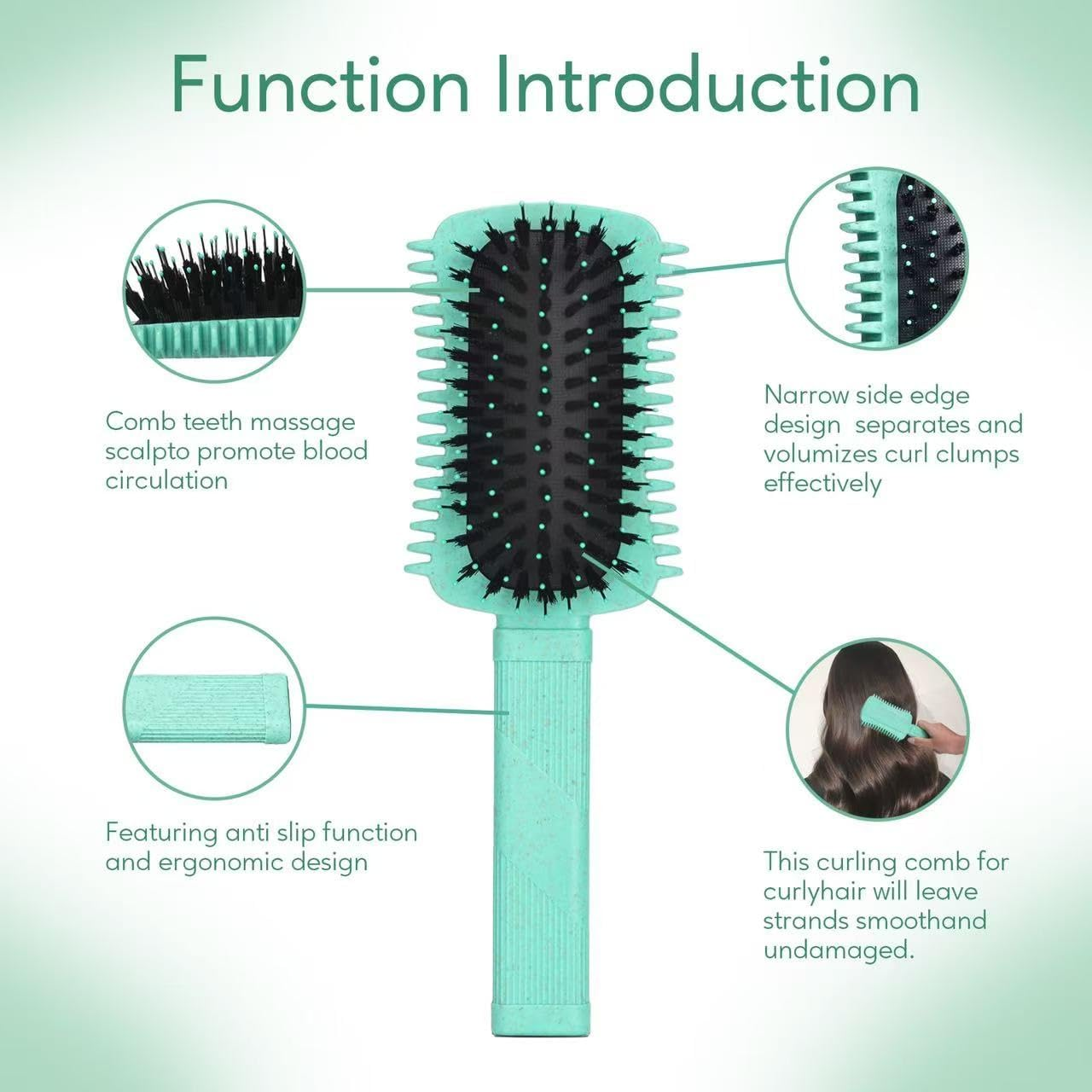 Curly Hair Defining and Styling Brush for Volume, Shaping Women'S Curls (Green 1PC) image number 2