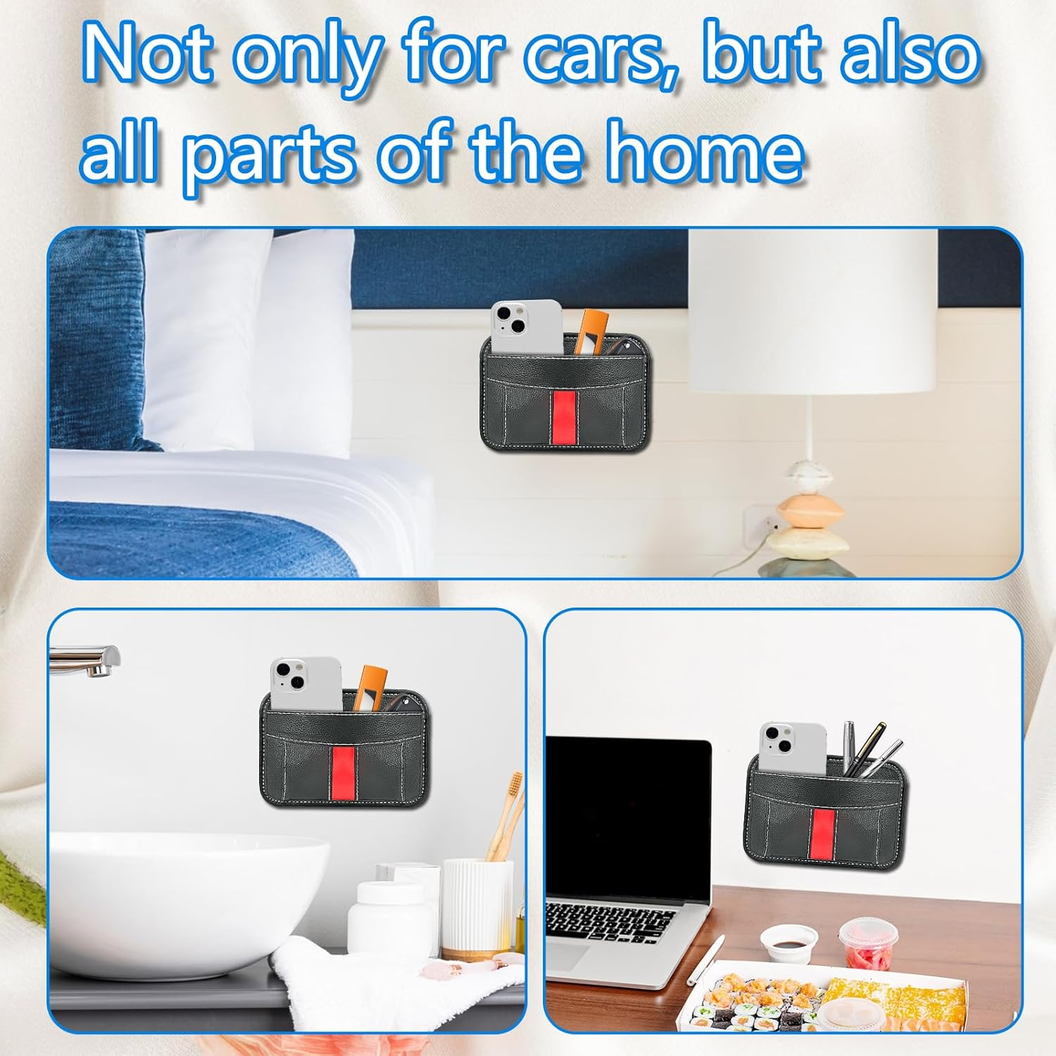 Car Side Pocket Organizer, Auto Seat Pockets PU Leather Pen Phone Holder Tray Pouch Used for Car Door, Window, Console, Seat -Fits to Organize Document, Registration, Notepad, Gadgets, Pen image number 3