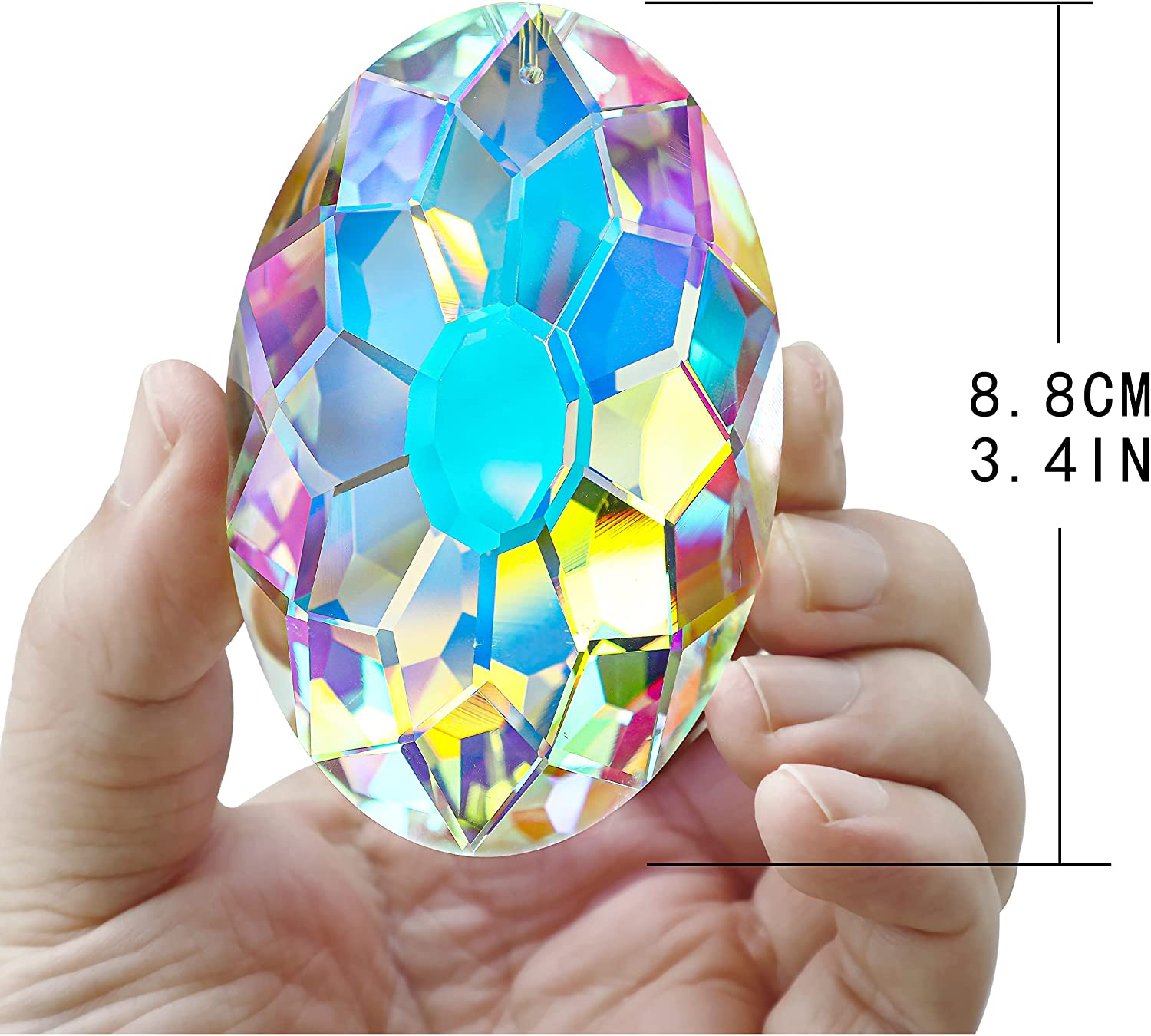 AB Coating Hanging Window Crystal Prism Suncatcher Rainbow Maker Glass Hanging Pendant Ornaments for Home Garden Ornament for Christmas Tree (89Mm,3.5Inch) image number 3