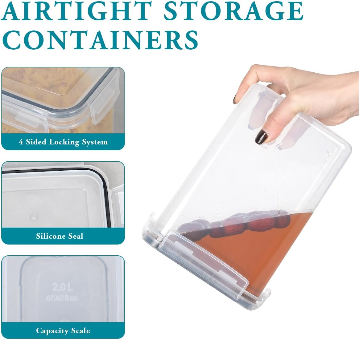 42Pack Airtight Food Storage Container Set with Lids - Kitchen Pantry Organization and Storage with Labels & Marker, Bpa-Free Plastic Leak-Proof Canisters for Dry Food, Flour and Sugar