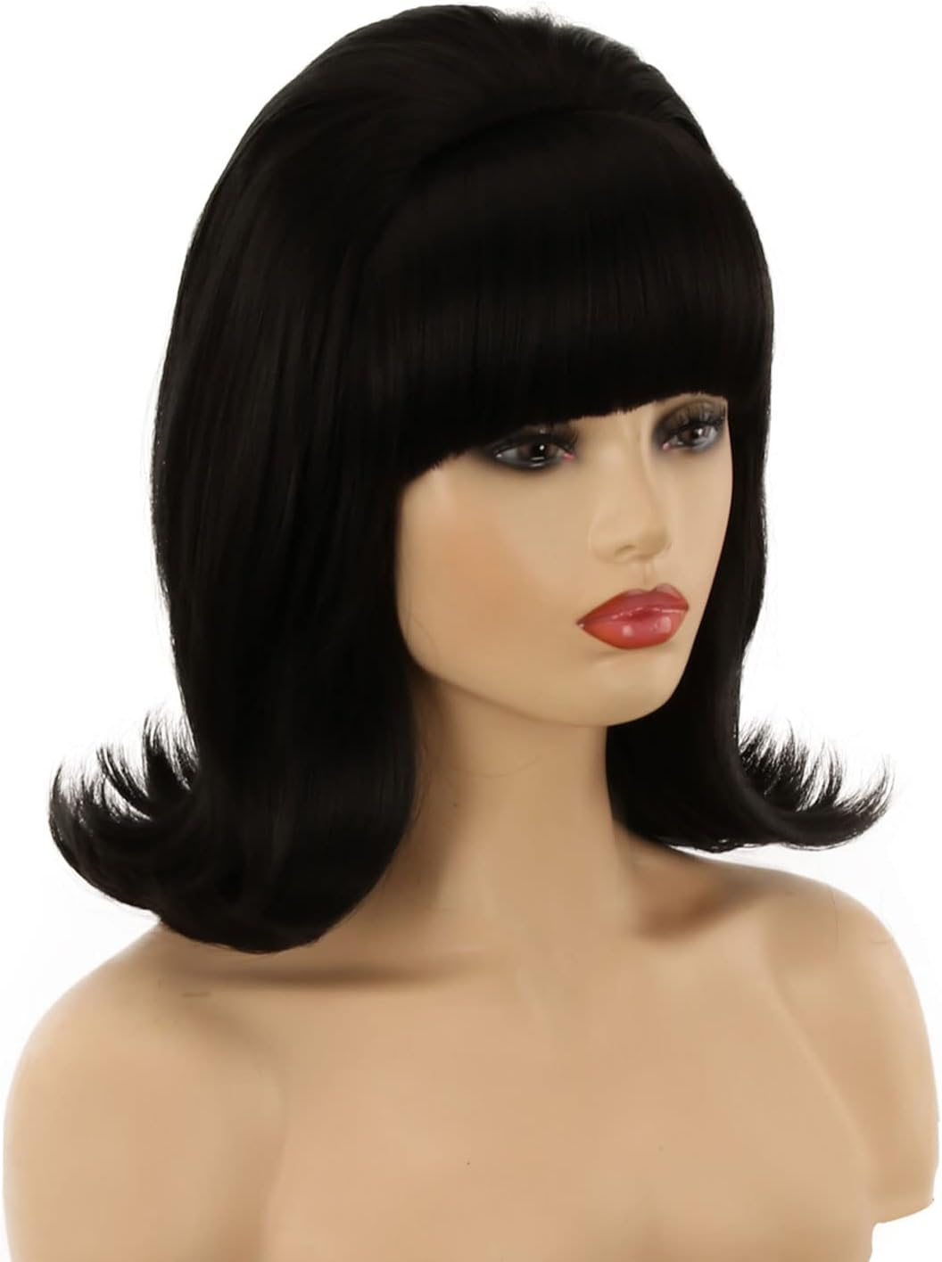 QACCF Black Updo Wig 70S Pinup Pelucas 60S Beehive Style Vintage Look Halloween Costume Women Wig Wtih Bang (Black) - Brown,Ginger image number 4