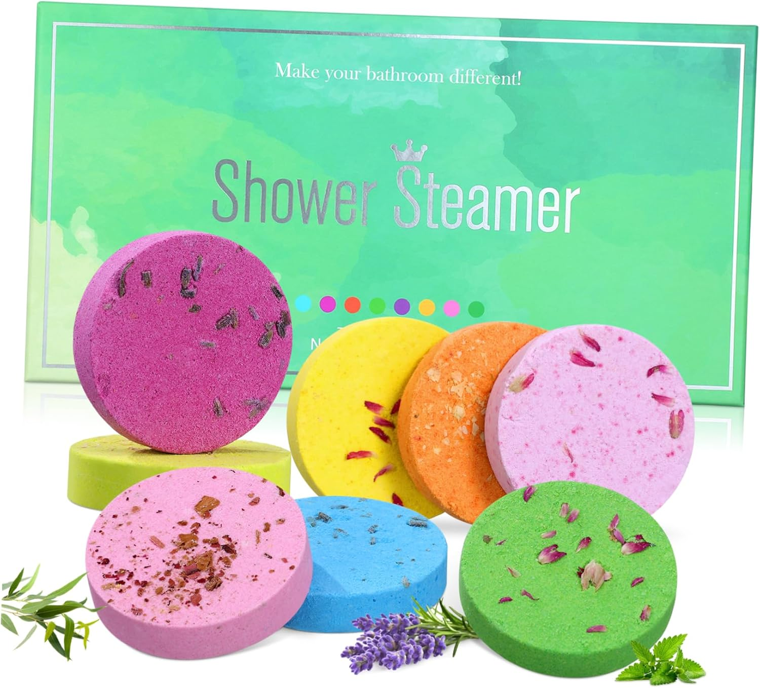 Bath Aroma Salt Tablets 8Pcs 5.6Cm round Natural Sea Salt and Dried Flowers Promote Blood Circulation Fast Dissolution Creative Elegant Design for Bathing and Relaxation image number 5