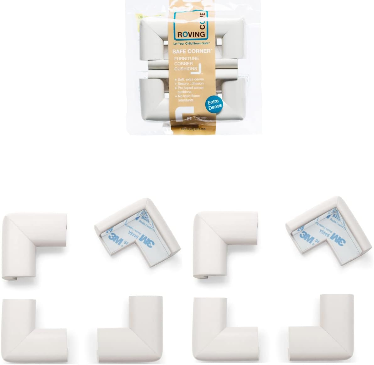 Roving Cove Heftyfit Corner Protector for Baby (16 Large Corners), Heavy-Duty Soft Rubber Foam Furniture Corner Bumper Guards, 3M Adhesive Pre-Taped, Coffee Brown