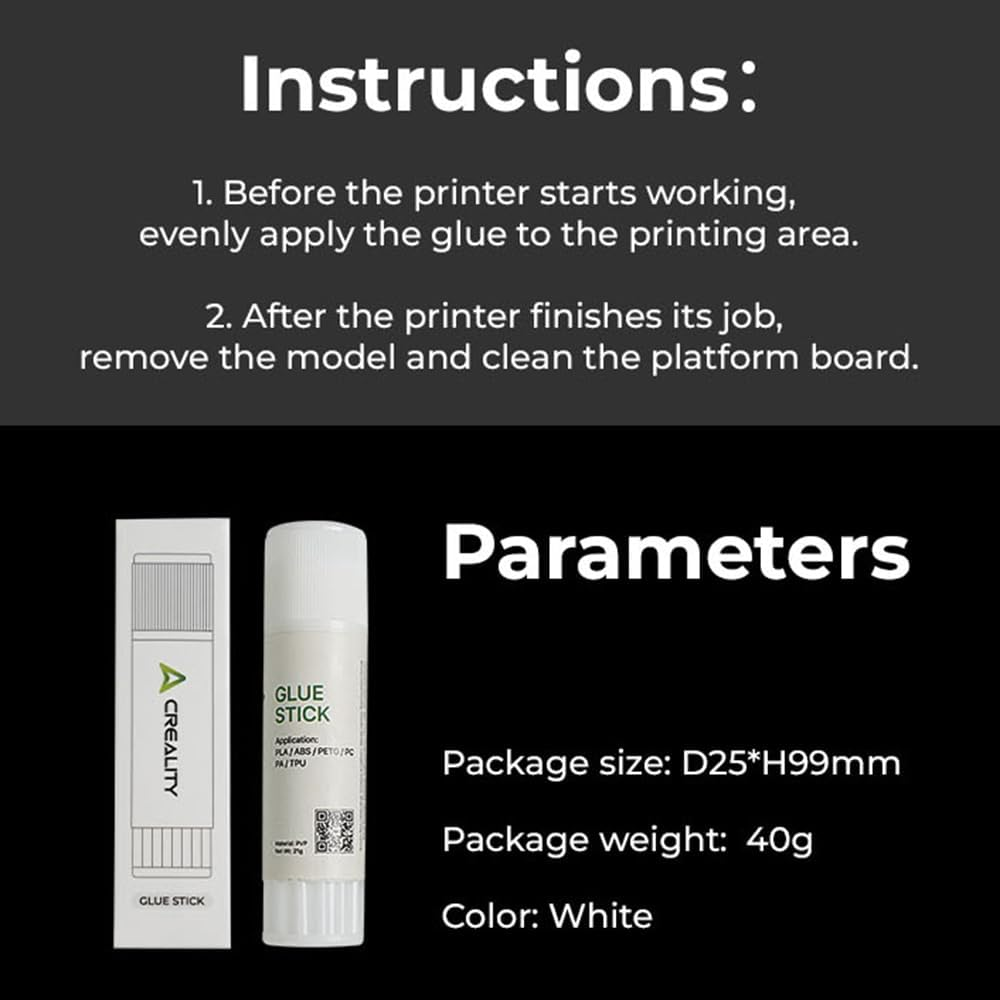 Glue Stick for 3D Printer Build Plate 21 Gram Each PVP Solid Glue Stick Hot Bed First Layer Using PLA/ABS/PETG/PC/PA/TPU Non-Toxic Easy to Stick