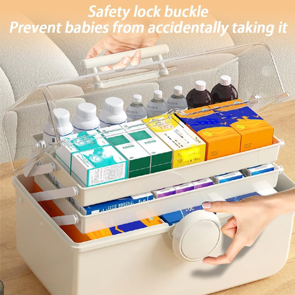 3-Layer Plastic Dividing Storage Box, Multifunctional Plastic Tool Box with Handle for Sewing, for Sewing, Makeup, Medicine, Nail, Hair Accessories for Kids, 35*19*23 Cm image number 5