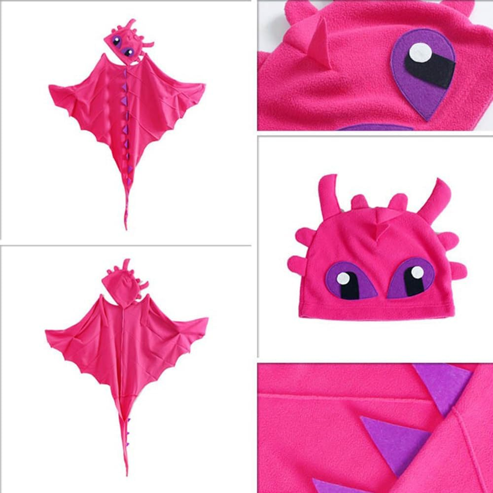 AUTOWT Dinosaur Costume Cape Set for Kids, 3 PCS Children Dragon Wing Cloak with Mask and Hat, Dino Clothes Outfits for Boys Girls Toddler Birthday Halloween Pretend Dress-Up Party Favors - Fuchsia image number 5