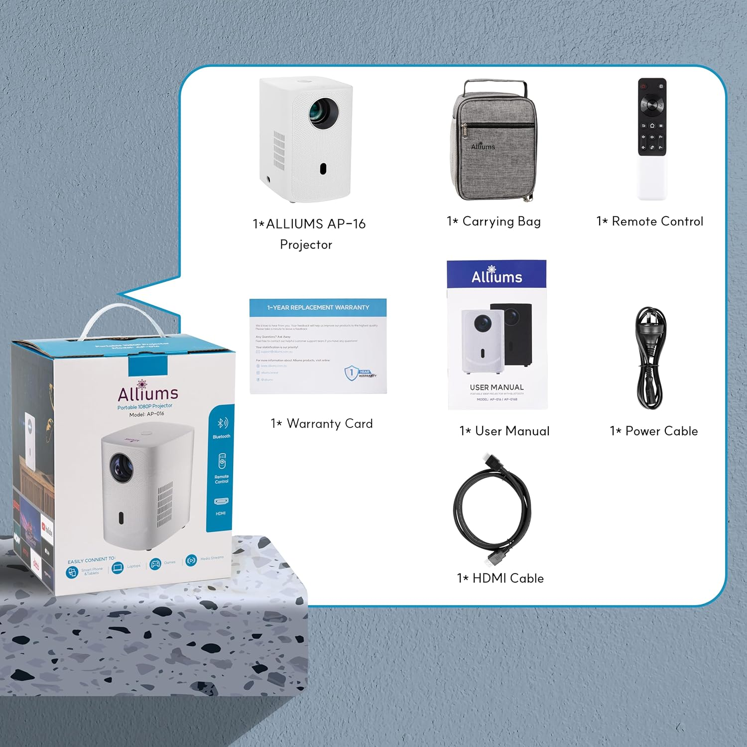 Electric Focus Projector - 200" HD 1080P Supported, 9500 Lumen LED Brightness Projector, 10,000:1 Contrast, Hifi Speaker, Bluetooth, 100,000-Hour Lamp Life image number 2