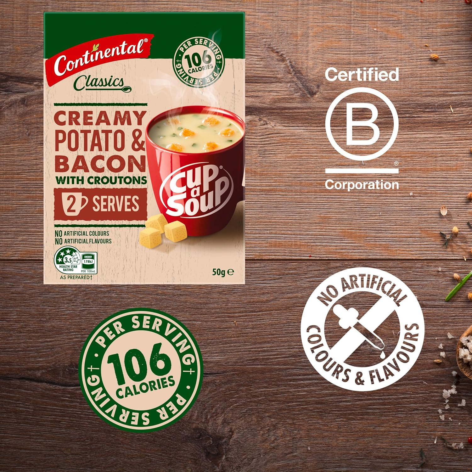 Continental Classics Creamy Potato & Bacon with Croutons Cup a Soup 50 G image number 2