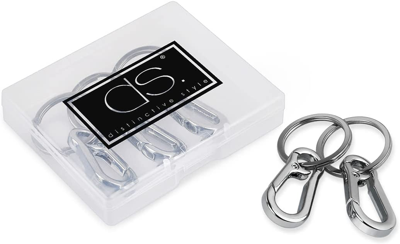 DS. DISTINCTIVE STYLE Carabiner Clip Keyring Stainless Steel Keychain with Snap Hook Quick Release Key Rings