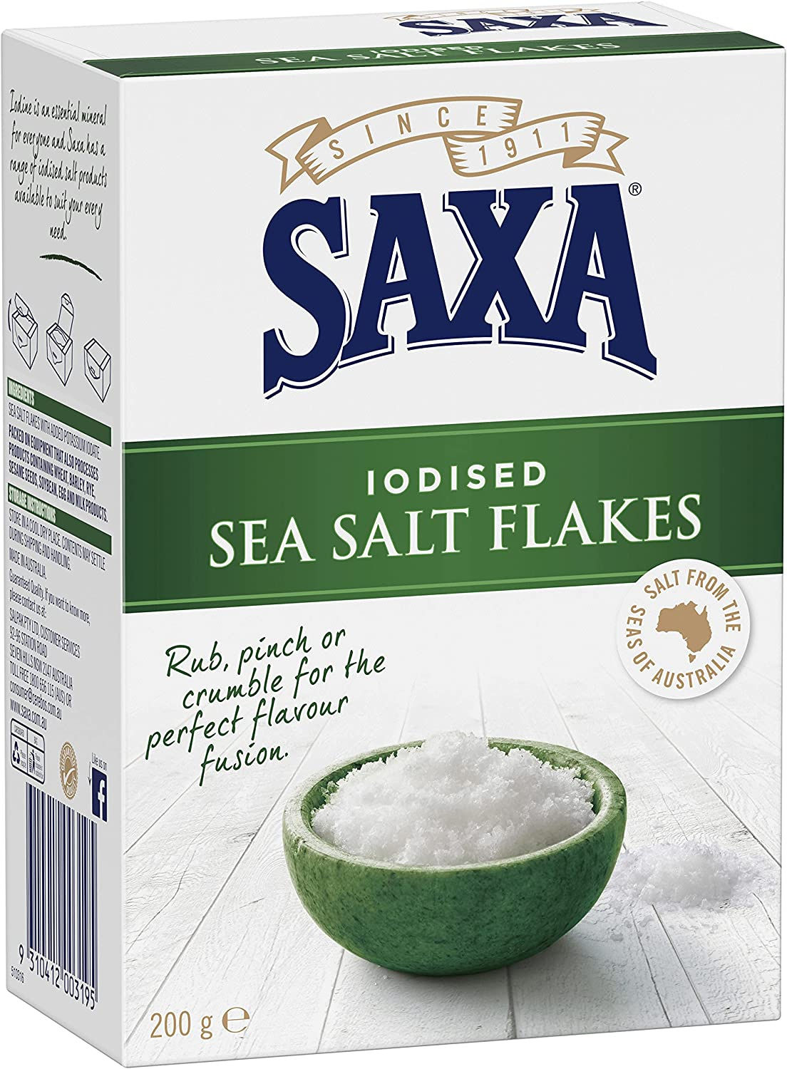 Saxa Iodised Sea Salt Flakes Flavour for Cooking Saxa Seasoning Saxa Spice All Purpose Seasoning 200G
