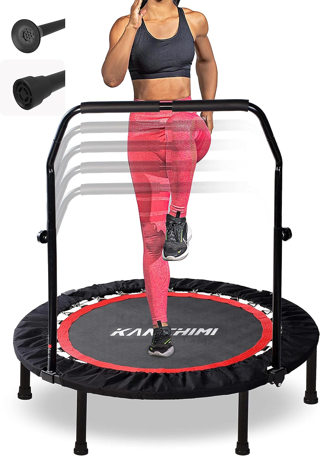 Kanchimi 40" Folding Mini Fitness Indoor Exercise Workout Rebounder Trampoline with Handle, Max Load 330Lbs