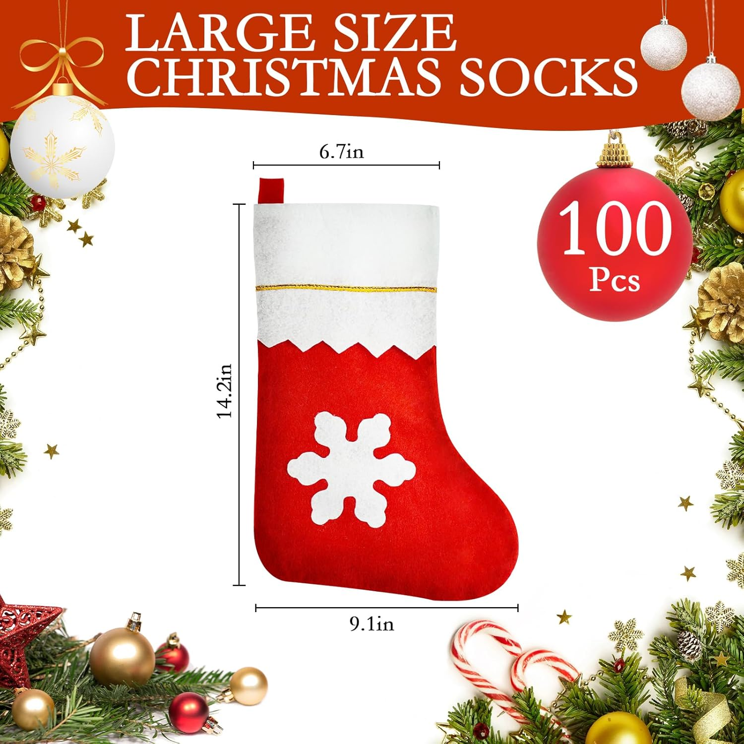 100 Pieces Red Felt Christmas Stockings