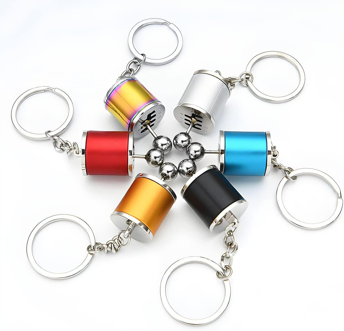 BELOMI Car Shifter Gear Keychain, 6 Speed Shifter Keyring Gadgets, Car Shift Lever Manual Transmission Gearbox Pendant Accessories (Multicolor) image number 5