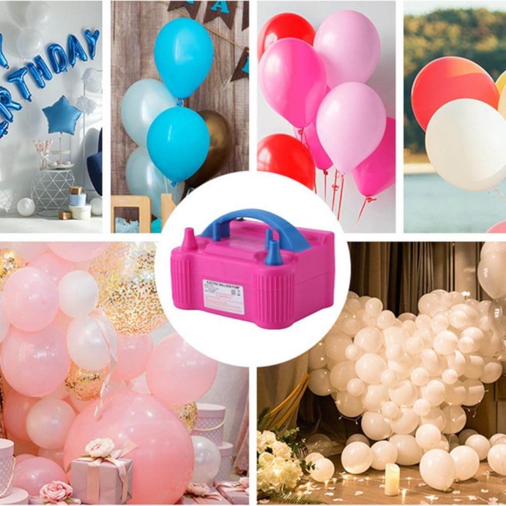Electric Air Balloon Pump，Portable Dual Nozzle Electric Balloon Blower Air，Pump Balloons Inflator for Decoration, Party, Sports，Rose Red 220V-240V 600W