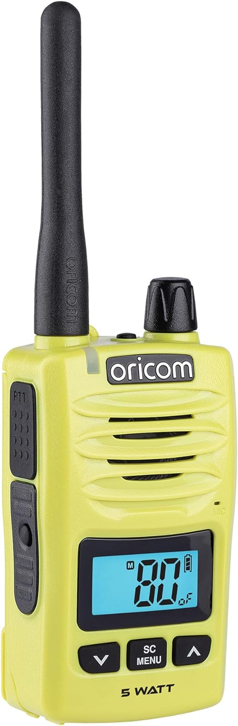 Oricom DTX600 Waterproof IP67 5 Watt Handheld UHF CB Radio Lime - 80 Channels, Duplex, Die-Cast Metal Chassis, Switchable RF Power, Waterproof Dust IP67, Signal Monitoring, Triple Watch image number 5