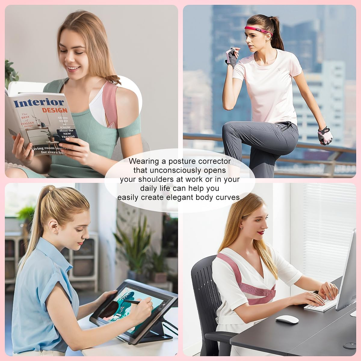 Posture Corrector, Back Brace Posture Corrector, Posture for Women, Adjustable Back Straightener, Breathable, Improve and Neck, Back, Shoulder Pain Relieve, M image number 6