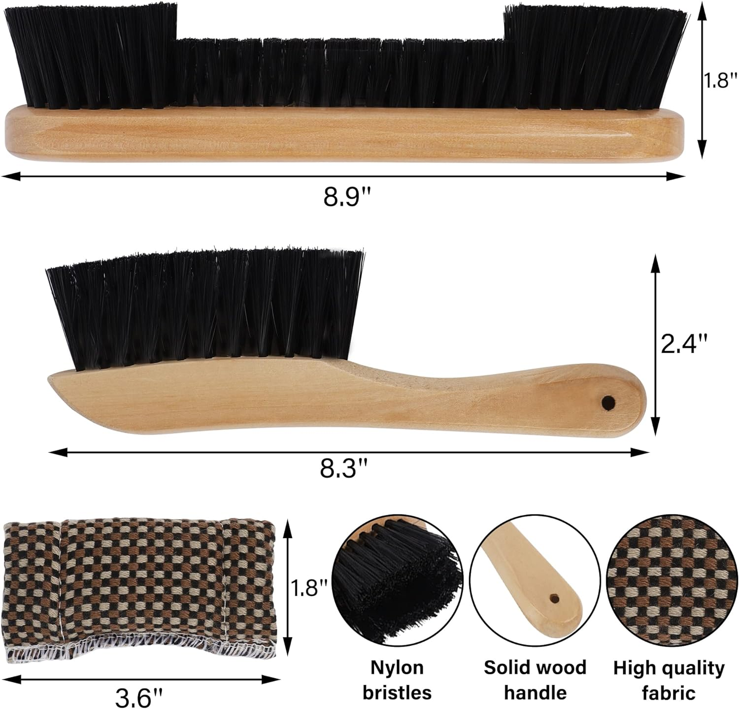 Set of 4 Pool Table Brush, Pool Table Accessories Billiards Table Brush Rail Brush, Cue Shaft Cleaner Cloth and Billiard Cue Chalk, Billiards Pool Table Cleaning Tools image number 5