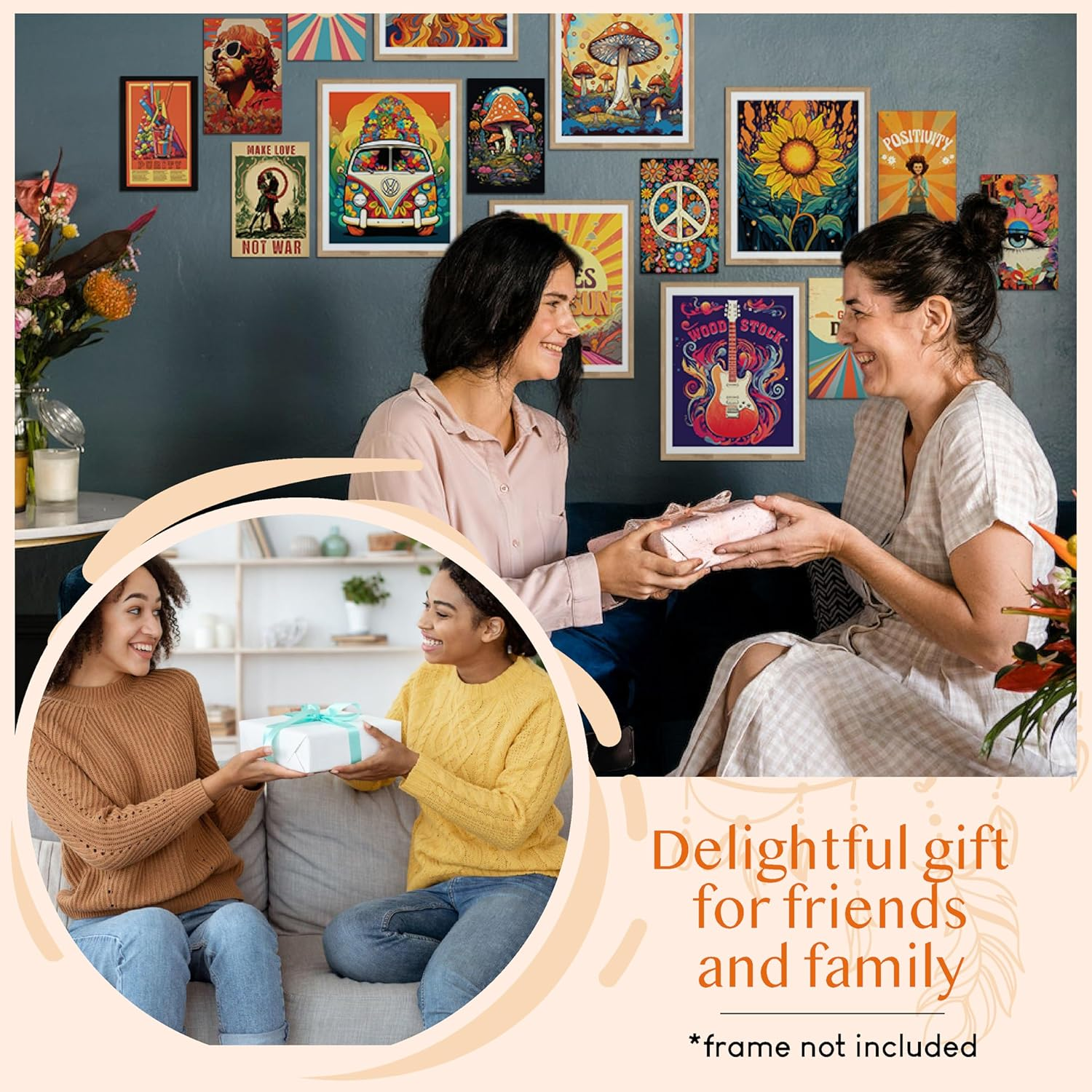 97 Decor Hippie Room Decor for Bedroom Aesthetic - Hippy Retro Room Decor, Hippie Wall Decor, Hippie Posters, Vintage 60S 70S Decor Poster, Groovy Decor Home, Boho Indie Trippy Dorm (8X10 | 20X25Cm Unframed) image number 6