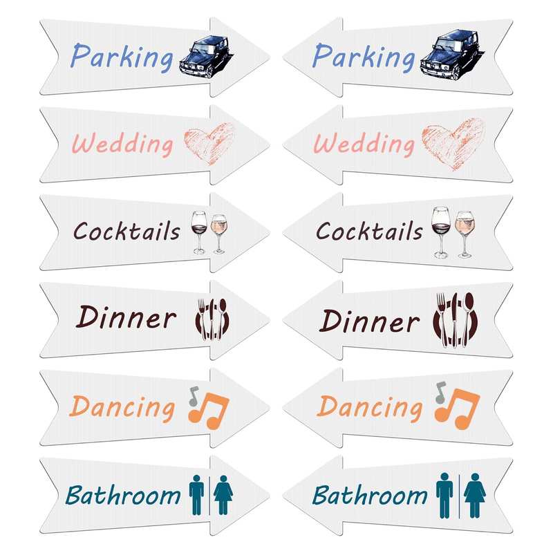 Blank Arrow Signs with Stakes 15 Pack 17 X 6 Inches Wedding Directional Yard Signs with Stakes, This Way Arrow Yard Signs Birthday Party Signs Arrow