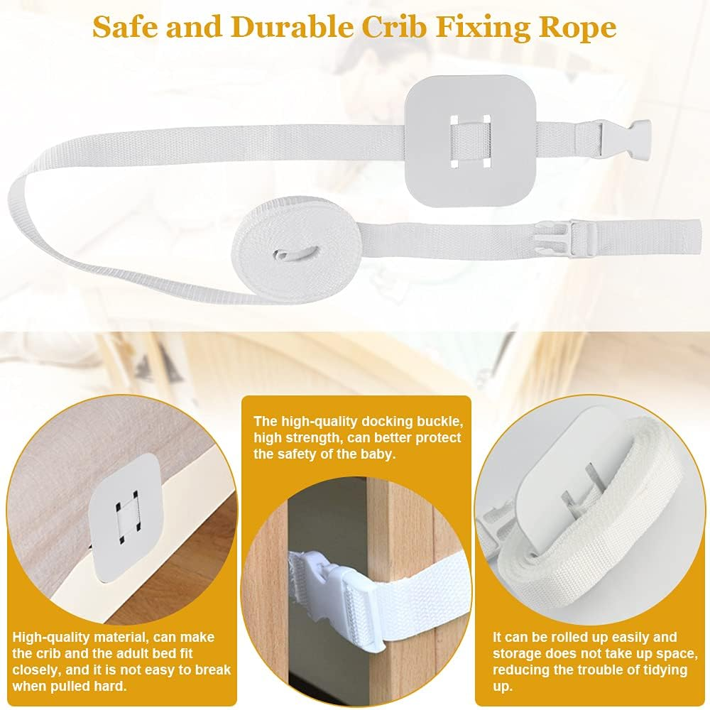 Baby Bed Strap, 6M Universal Strap for Baby Adjustable Baby Bed Strap Side Bed Strap Strap for Box Spring Beds Bed Straps for Cot Bed Attachment for Baby Side Bed Attachment for Box Spring Bed