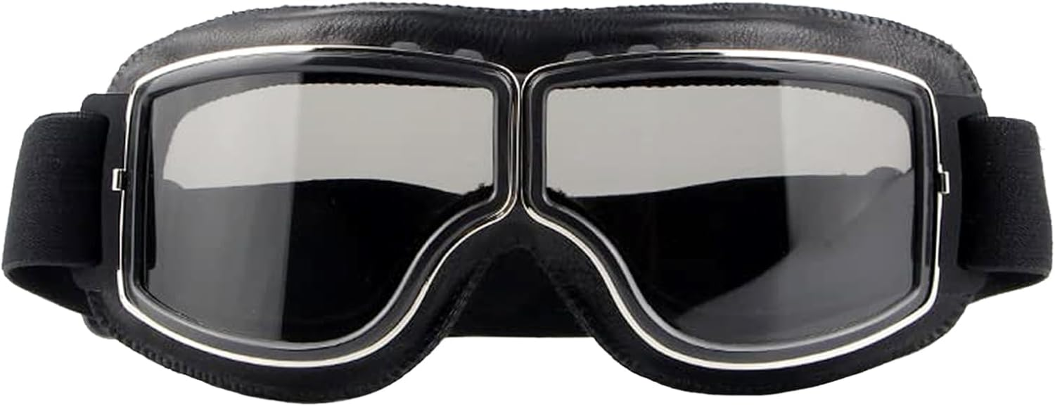 Motorbike Goggles, Vintage PU Leather Windproof Dustproof Motorcycle Goggles, Pilot Fog Proof Goggles, Sunglasses Sports Glasses, Motorbike Helmet Goggles for Outdoor Sports Motocross Racer image number 1