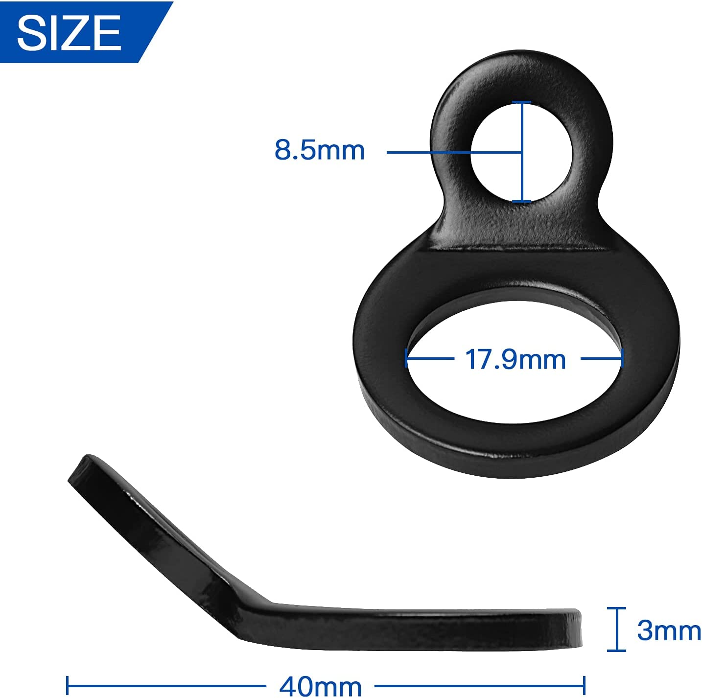 12 Pack Stainless Steel Tie down Strap Rings Dirt Bike Multi-Purpose Tie down Anchor Strapping Hooks for Motorcycle Dirtbike ATV Trailer Truck, Black image number 4