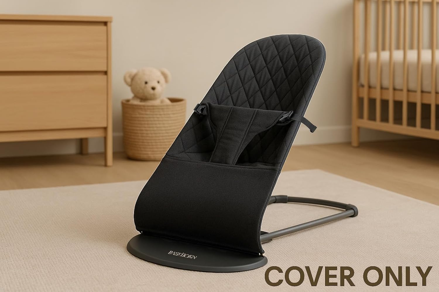 Fabric Seat for Bouncer - Compatible with Baby Bjorn Bouncer - Dense, Wear-Resistant, Skin-Friendly Cotton - Replacement Covers ONLY, Charcoal Black (Charcoal Black) image number 5